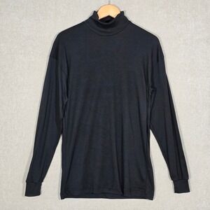 Kombi Men's Classic Cotton Blend Long Sleeve Turtleneck Top Black Medium
